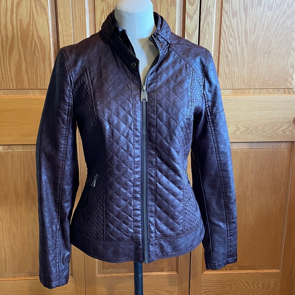 Guess Los Angeles Dark Brown Soft Faux Leather Moto Jacket